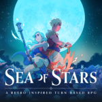 Key art for Sea of Stars, featuring a young pair of warriors under a moonlight sky.