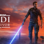 Key art for Star Wars Jedi: Survivor featuring Cal Kestis and his droid BD-1 walking under a sunset sky